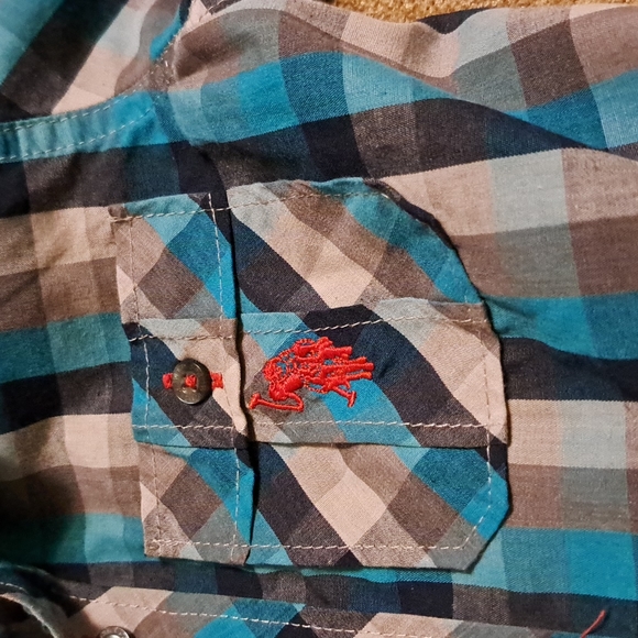 U.S. Polo Assn. Plaid Button Down Blue Shirt - Picture 3 of 7